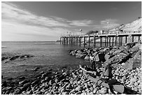 Sea Kayakers and Wharf. California, USA ( black and white)