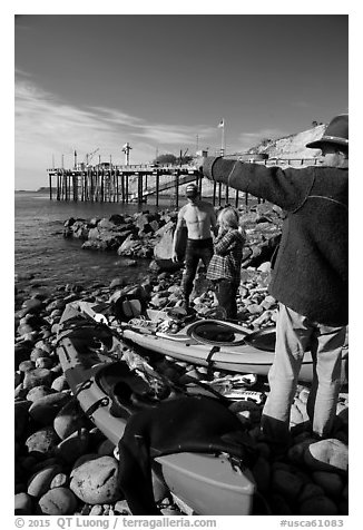 Abalone divers. California, USA (black and white)
