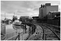 Petaluma and Santa Rosa Railroad tresle. Petaluma, California, USA ( black and white)