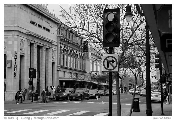 Petaluma Blvd. Petaluma, California, USA (black and white)