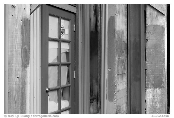 Doors and painted walls, Petaluma Mill. Petaluma, California, USA (black and white)