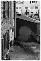 Downtown buildings detail. Petaluma, California, USA ( black and white)