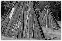 Coast Miwok shelters, Olompali State Historic Park. Petaluma, California, USA ( black and white)