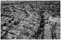 Aerial view of Meadowlands and Villages after hailstorm. San Jose, California, USA ( black and white)