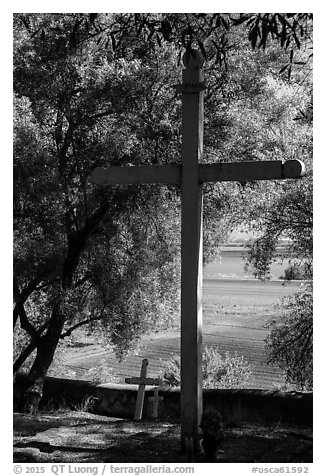 Cemetery, Mission San Juan. San Juan Bautista, California, USA (black and white)