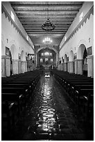 Inside church, Mission San Juan. San Juan Bautista, California, USA ( black and white)