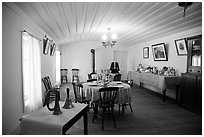 Dining room, Plaza Hotel. San Juan Bautista, California, USA ( black and white)