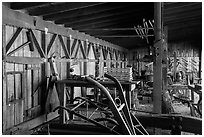 Blacksmith shop and displays. San Juan Bautista, California, USA ( black and white)