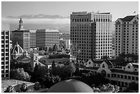 San Jose landmark buildings around Plaza de Cesar Chavez. San Jose, California, USA ( black and white)