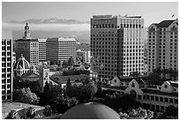 San Jose landmark buildings around Plaza de Cesar Chavez. San Jose, California, USA ( black and white)