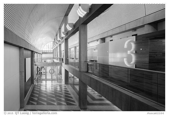 Inside San Jose Mc Enery Convention Center. San Jose, California, USA (black and white)