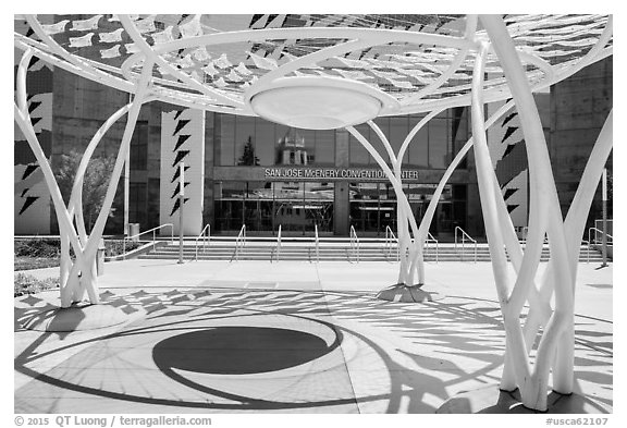 San Jose Mc Enery Convention Center in 2015. San Jose, California, USA (black and white)