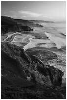 Coastline, Grey Whale Cove, and Montara, sunset. San Mateo County, California, USA ( black and white)