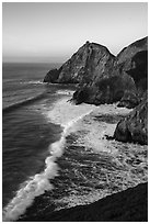 Surf, Devils slide, sunset. San Mateo County, California, USA ( black and white)