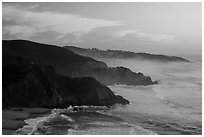 Coastline and Montara, sunset. San Mateo County, California, USA ( black and white)