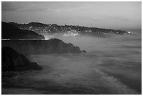Coastline and Montara, dusk. San Mateo County, California, USA ( black and white)