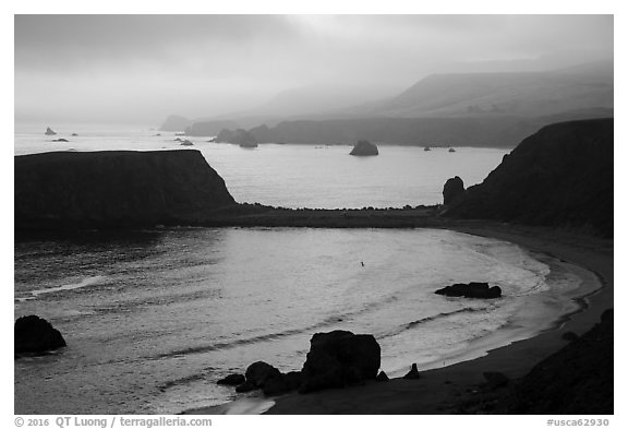 Sonoma Coast State Park, sunset. Sonoma Coast, California, USA (black and white)