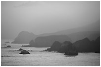 Coastline at sunset, Jenner. Sonoma Coast, California, USA ( black and white)