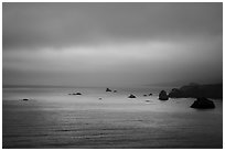 Coastline at sunset north of Jenner. Sonoma Coast, California, USA ( black and white)