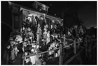 House with Halloween decorations. Petaluma, California, USA ( black and white)