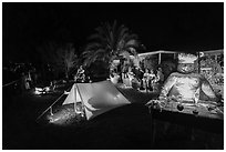 Yard decorated for Halloween. Petaluma, California, USA ( black and white)