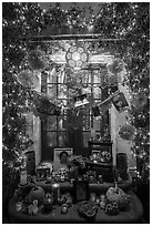 Halloween altar. Petaluma, California, USA ( black and white)