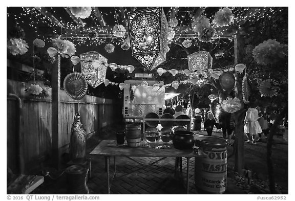 Candy booth, Halloween. Petaluma, California, USA (black and white)