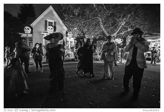 Halloween party. Petaluma, California, USA (black and white)