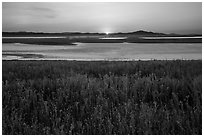 Sunset over Soda Lake in spring. Carrizo Plain National Monument, California, USA ( black and white)