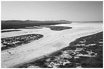 Aerial view of Soda Lake. Carrizo Plain National Monument, California, USA ( black and white)