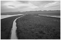 Aerial view of Carrizo Plain and lakes. Carrizo Plain National Monument, California, USA ( black and white)