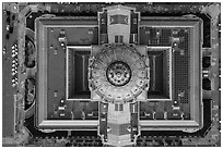 Aerial view of City Hall looking down. San Francisco, California, USA ( black and white)