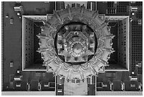 Aerial view of City Hall dome and roof looking down. San Francisco, California, USA ( black and white)