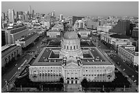 Aerial view of City Hall and Civic Center. San Francisco, California, USA ( black and white)
