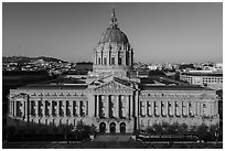 Aerial view of City Hall. San Francisco, California, USA ( black and white)