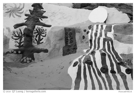 Salvation mountain detail. Nyland, California, USA (black and white)