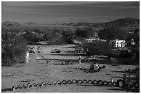 Art installations and dwellings, Slab City. Nyland, California, USA ( black and white)