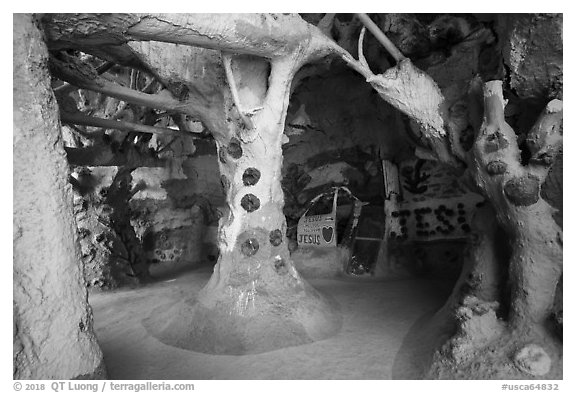 Inside Salvation Mountain. Nyland, California, USA (black and white)