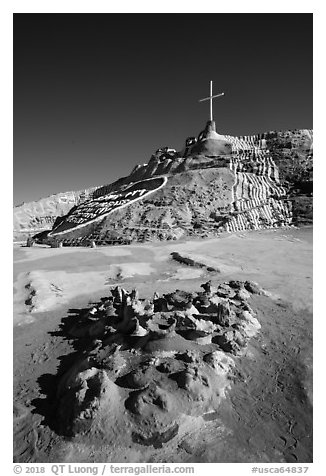 Leonard Knight's folk art Salvation Mountain. Nyland, California, USA (black and white)