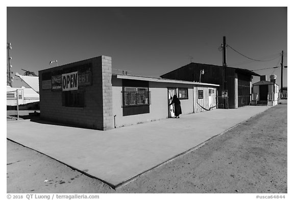 Bombay Beach grocery store. California, USA (black and white)