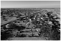 Aerial view of East Jesus sculpture garden. Nyland, California, USA ( black and white)