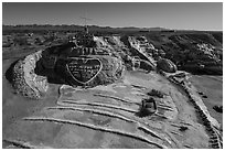 Aerial view of Salvation Mountain. Nyland, California, USA ( black and white)