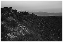 Rim of Amboy Crater at sunset. Mojave Trails National Monument, California, USA ( black and white)