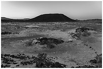 Amboy Crater at dawn. Mojave Trails National Monument, California, USA ( black and white)