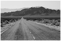 Road and mountains. Mojave Trails National Monument, California, USA ( black and white)