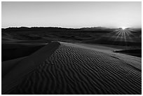 Sun setting over Cadiz Sand Dunes. Mojave Trails National Monument, California, USA ( black and white)