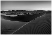 Rippled sand and ridges at dusk, Cadiz Dunes. Mojave Trails National Monument, California, USA ( black and white)
