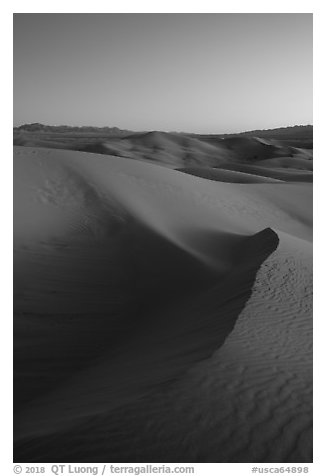 Cadiz Dunes at dusk. Mojave Trails National Monument, California, USA (black and white)