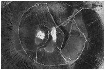 Aerial view of Amboy Crater looking down. Mojave Trails National Monument, California, USA ( black and white)