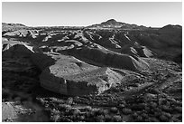 Aerial view of riparian area and hills, Afton Canyon. Mojave Trails National Monument, California, USA ( black and white)
